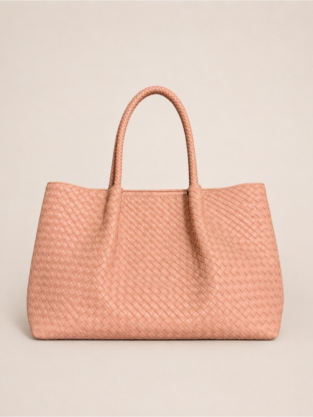 Lulu Dharma Blush Pink Woven Vegan Leather Large Tote